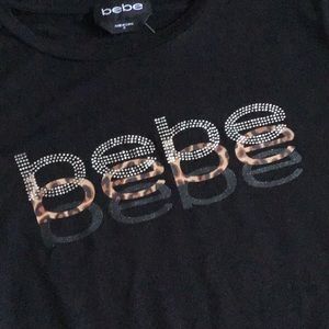 SOLD - Bebe Triple Logo Black Stretchy Tee - NWT